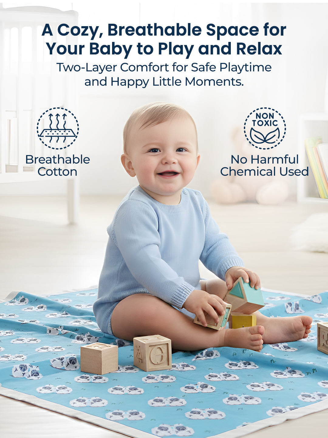 Polka Tots Organic Muslin Cotton two Layer Blanket SuperSoft Size 110 x 110 CM (Sheep)