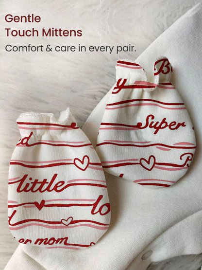 Polka Tots Pack of 6 Love Print Mini Newborn Gift Hamper Set - Red