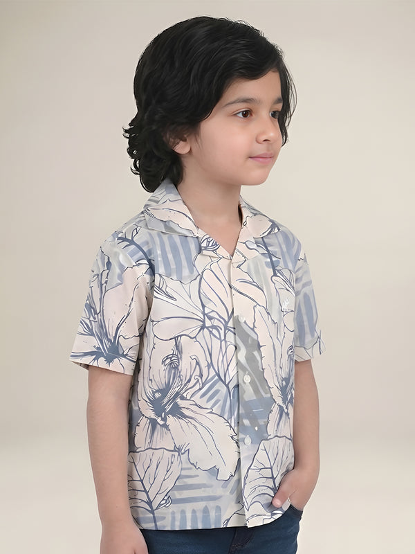 Polka Tots Half Sleeves Abstract print Shirt - Blue