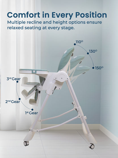High chair with adjustable angles on a light background