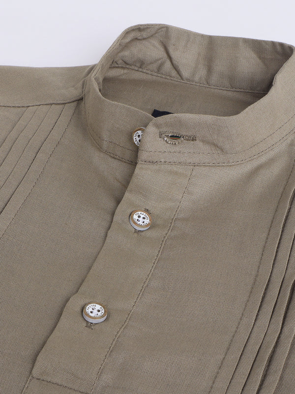 Polka Tots Half Sleeve Kurta - BROWN