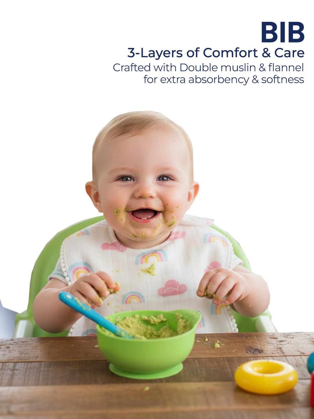 Polka Tots Newborn Pack of 6 100% Soft Double-Layer Muslin Cotton Essentials Gift Box - Rainbow Mist Print