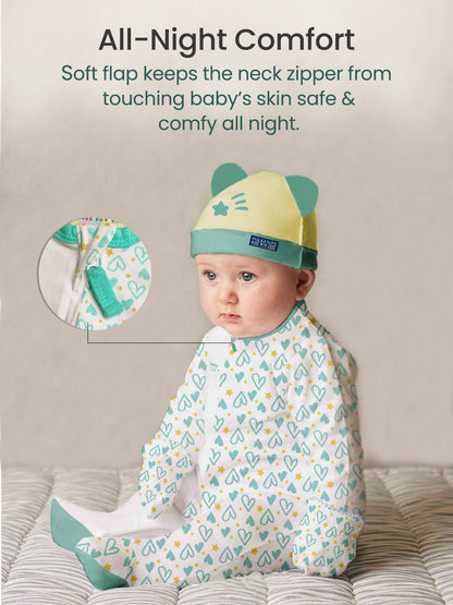 Polka Tots Pack of 10 Heart Print Jumbo Newborn Gift Hamper Set - Green