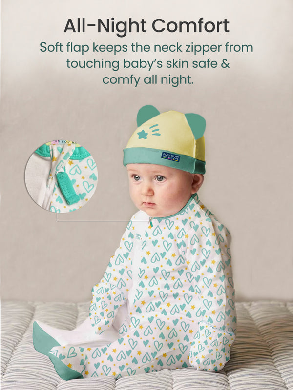 Polka Tots Pack of 10 Heart Print Jumbo Newborn Gift Hamper Set - Green