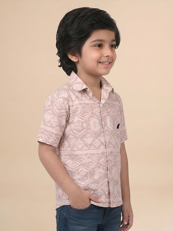 Polka Tots Half Sleeves Abstract print Shirt - Pink