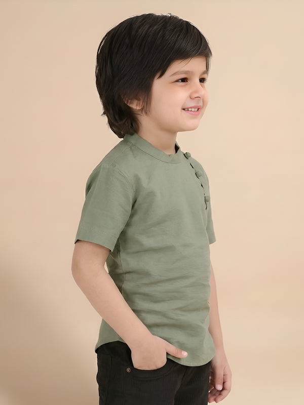 Polka Tots Half Sleeve Kurta - Green