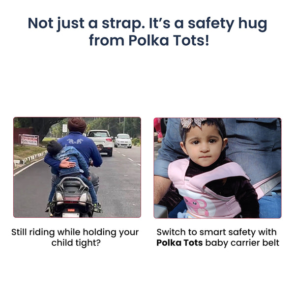 Baby Safety Travel Belt, Two Wheeler Baby Carrier for Kids Pink Color (Elephant)