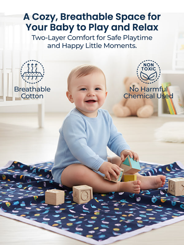 Polka Tots Organic Muslin Cotton two Layer Blanket SuperSoft Size 110 x 110 CM (Bird)