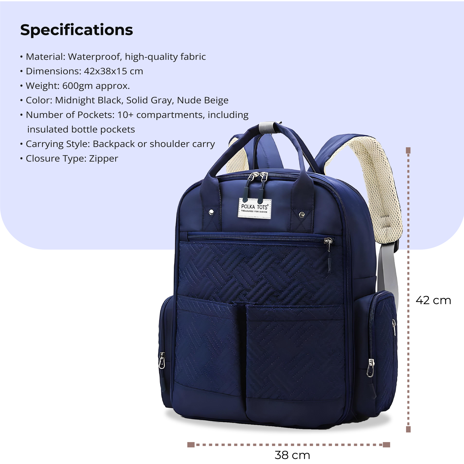 Multifunctional Premium ChicClass Diaper Backpack Bag – Midnight Blue