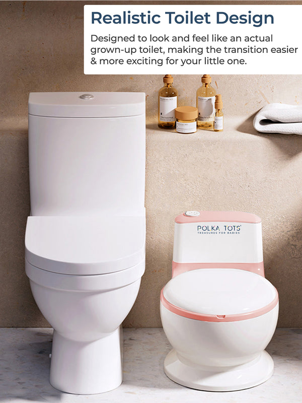 Polka Tots Fun Flush Kids Potty Seat with Flush Sound & Removable Bowl - Pink