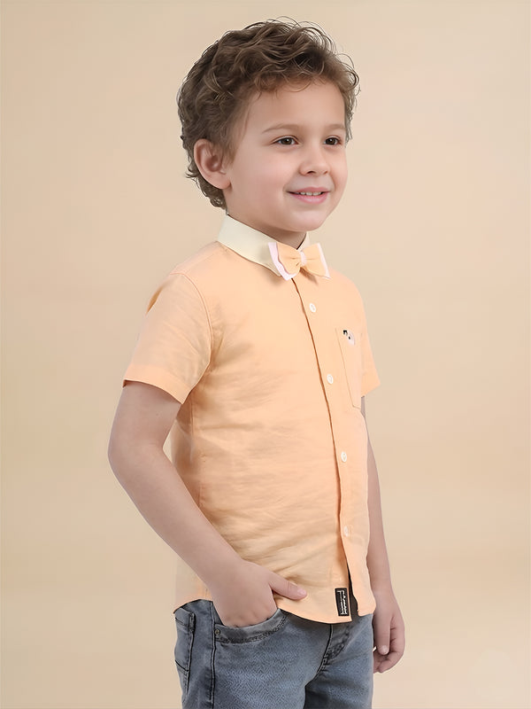 Polka Tots Half Sleeves PT print Shirt - Orange