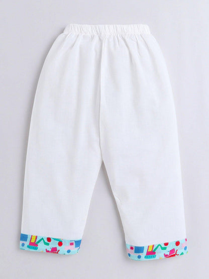 Polka Tots Truck print Full sleeves Nightwear Kurta pyjama set -Green