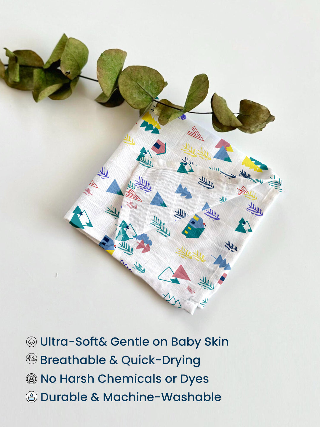 Polka Tots Newborn Pack of 5 100% Soft Muslin Cotton Washcloth Set