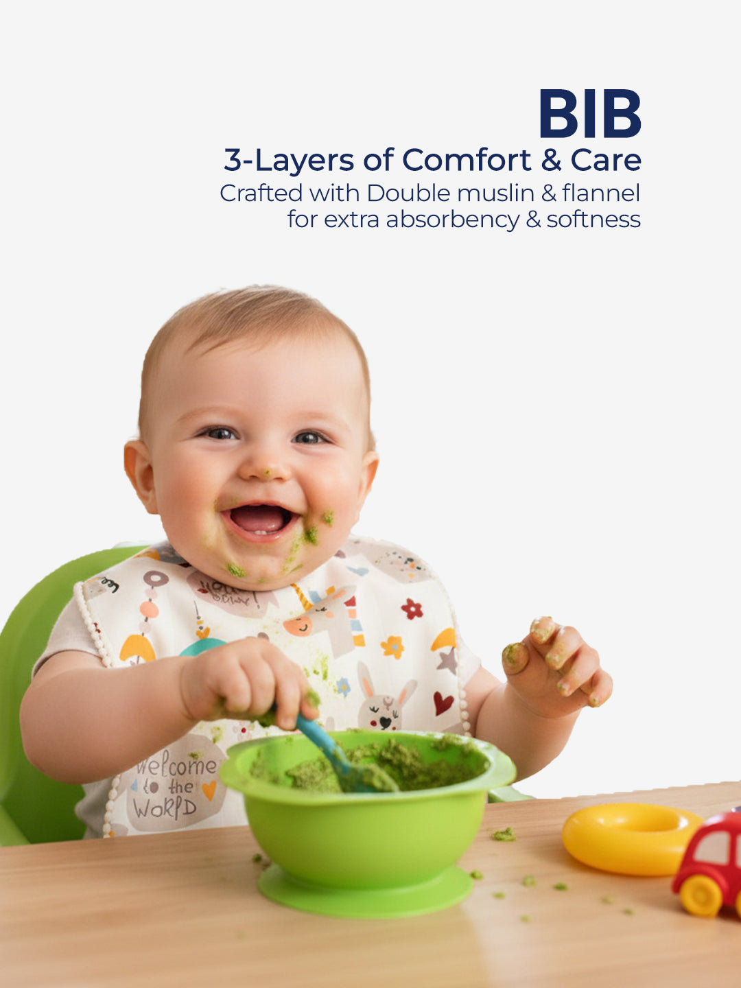 Polka Tots Newborn Pack of 6 100% Soft Double-Layer Muslin Cotton Essentials Gift Box - Hello Baby Print