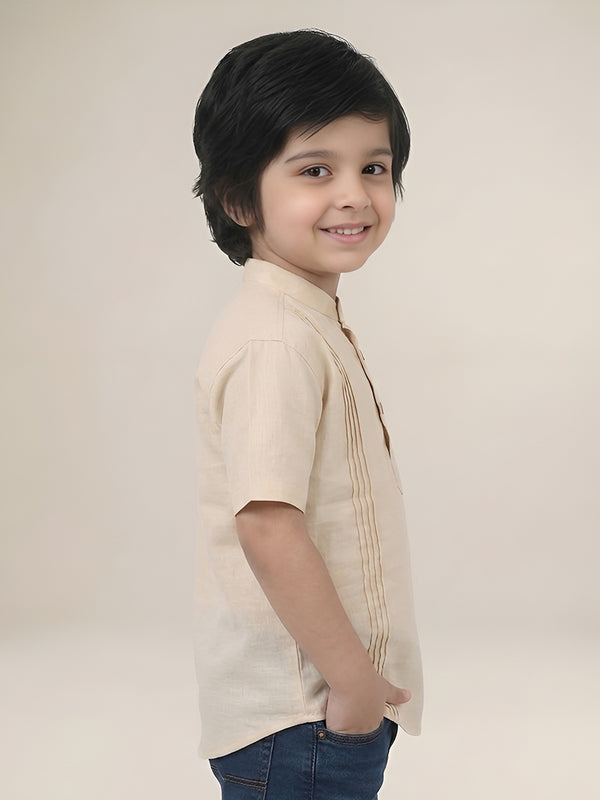Polka Tots Half Sleeve Kids Kurta - Cream