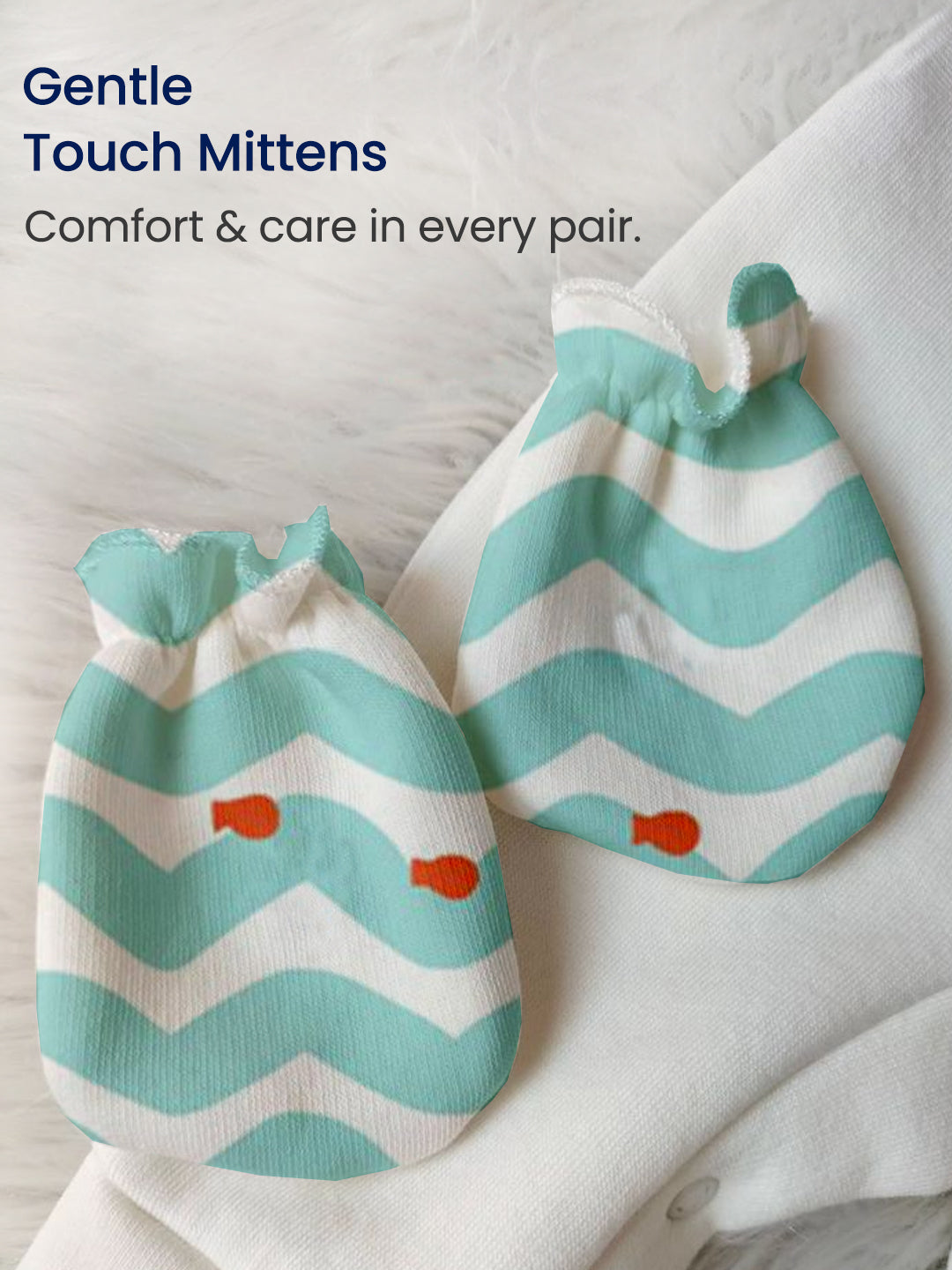 Polka Tots Pack of 6 Wave Print Mini Newborn Gift Hamper Set - Blue