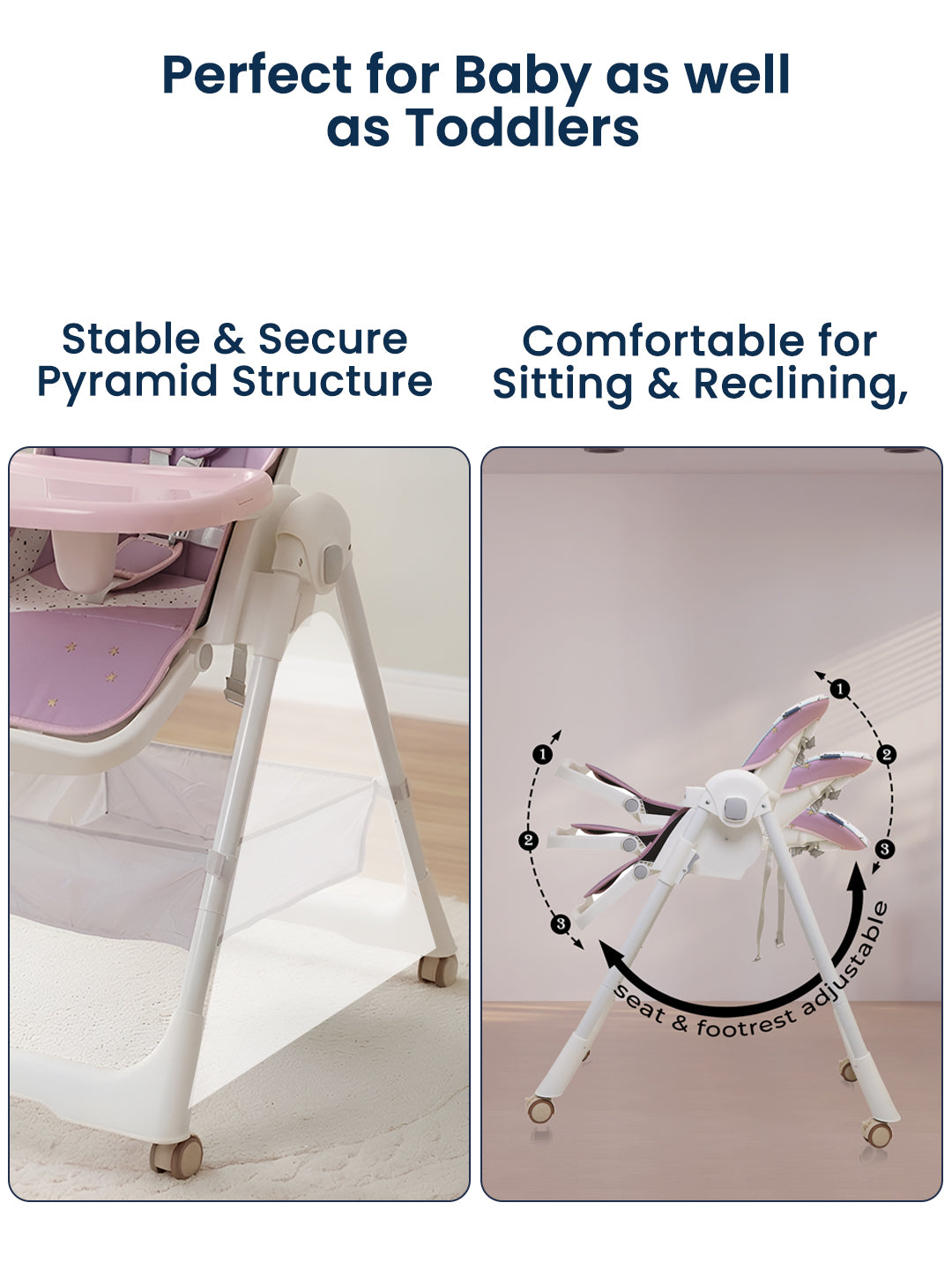 Polka Tots Twist n’ Taste 3 in 1 Convertible Star Design High Chair - (Purple)
