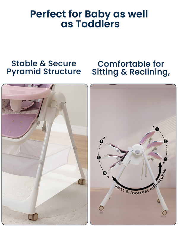 Polka Tots Twist n’ Taste 3 in 1 Convertible Star Design High Chair - (Purple)