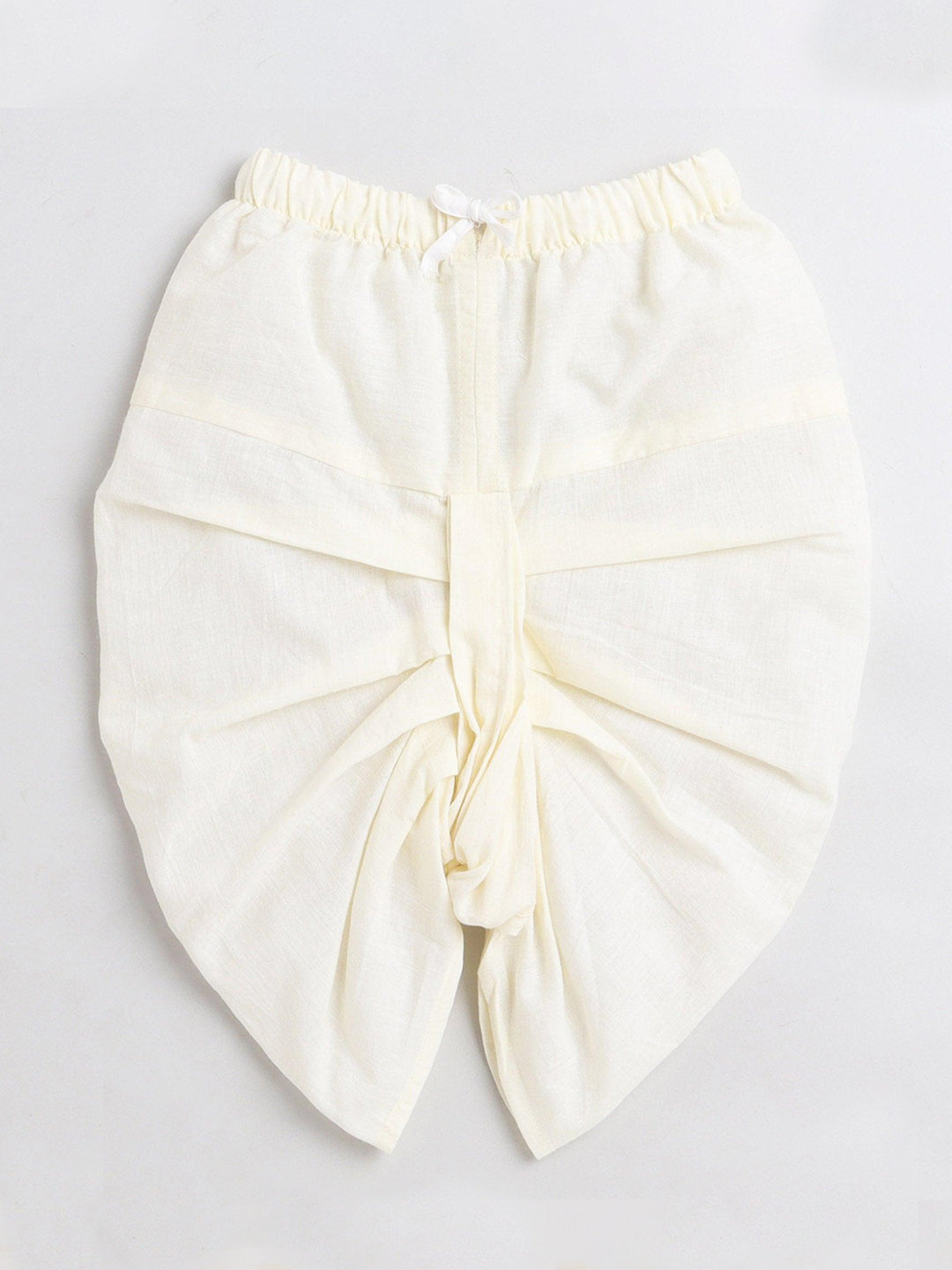 Polka Tots Dhoti Kurta Set for Boys 100% Super Soft Cotton Traditional Ethnic Wear For Kids Yellow Elephant - Cream