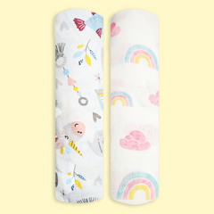 Polka Tots Rainbow Mist & Hello Baby Print Swaddles (Pack of 2)
