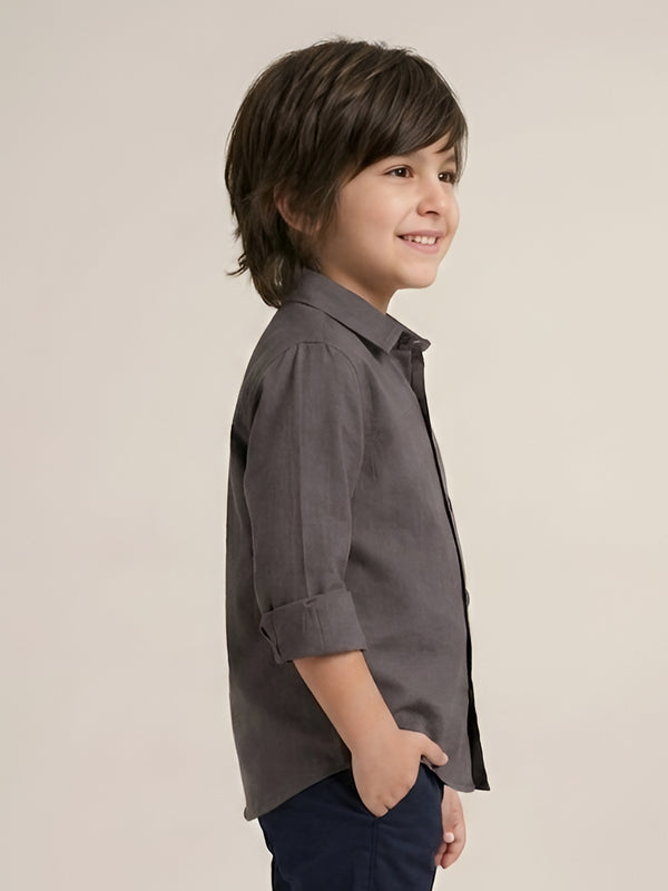 Polka Tots  full sleeve Kids shirt Las Vegas print - Grey