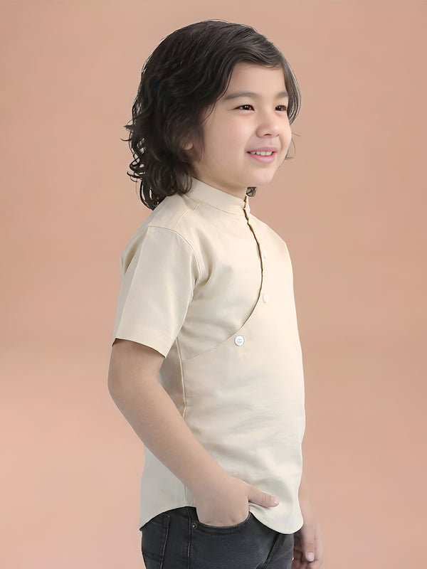 Polka Tots Half Sleeve Kurta - Cream