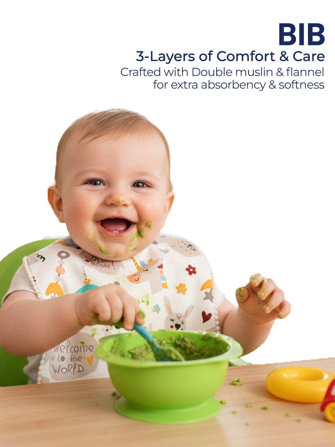 Polka Tots Newborn Pack of 6 100% Soft Double-Layer Muslin Cotton Essentials Gift Box - Hello Baby Print