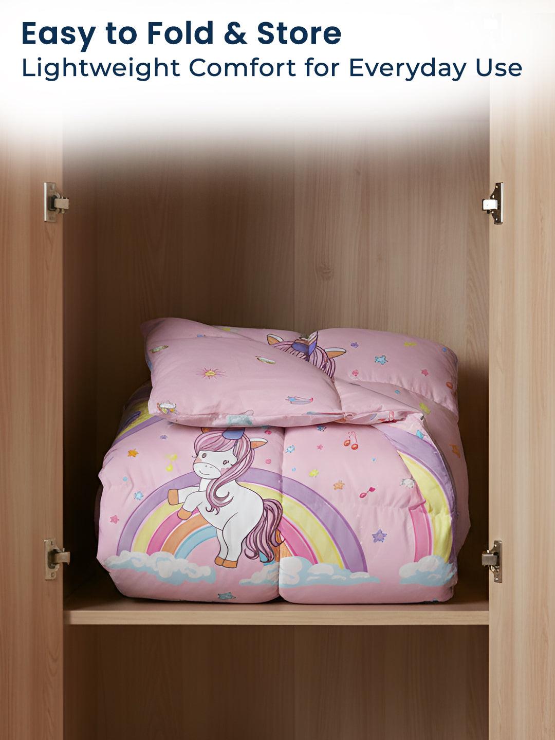 Polka Tots Kids Comforter Baby Blanket and Reversible Quilt 2 Way Design  ( Unicorn, 54 x 35 Inch )