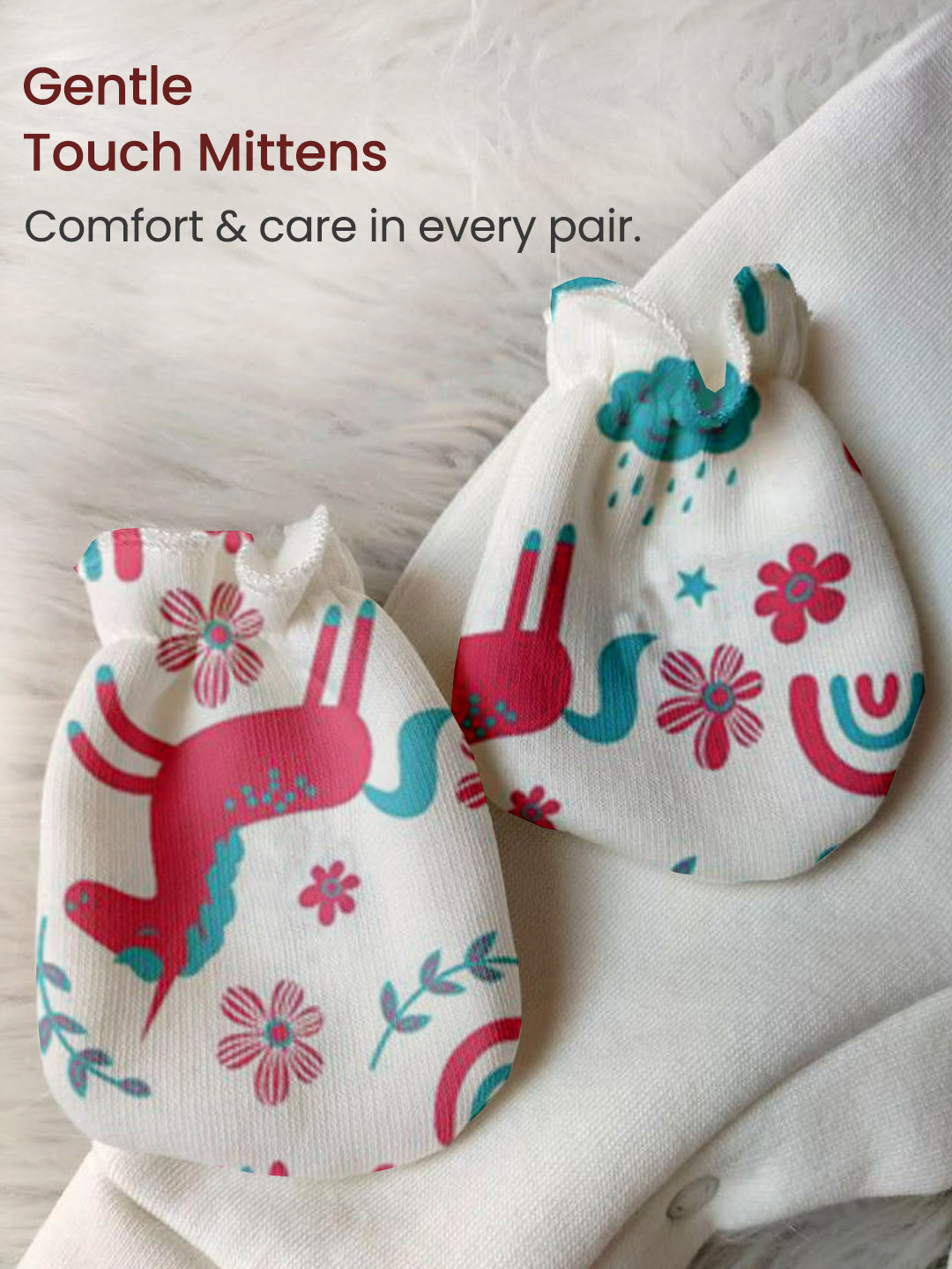 Polka Tots Pack of 6 Unicorn Print Mini Newborn Gift Hamper Set - Lavender