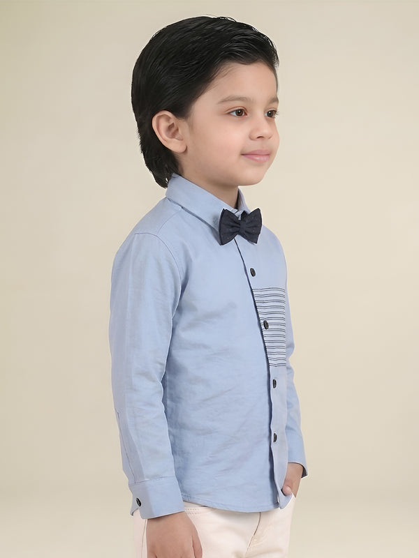 Polka Tots Full Sleeves Lining Shirt - Blue