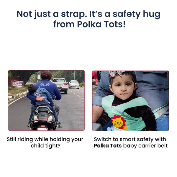 Baby Safety Travel Belt, Two Wheeler Baby Carrier for Kids Green Color  (Lion)