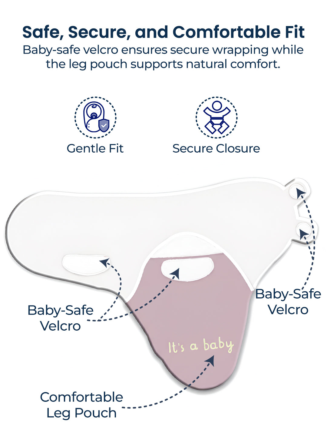 Polka Tots Cute Elephant print swaddle wrap with Cap - Lavender