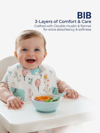 Polka Tots Newborn Pack of 5 100% Soft Double-Layer Muslin Cotton Essentials Gift Box – Bloomy Bear Print