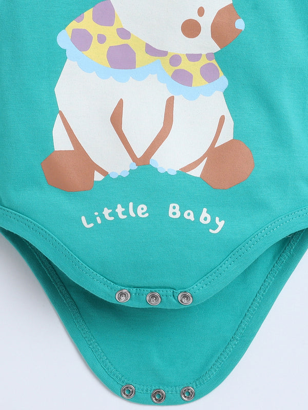 Polka Tots Pack of 3 Soft Cotton Ruffle Half Sleeves Baby Onesies – Quote Prints (Multicolor)
