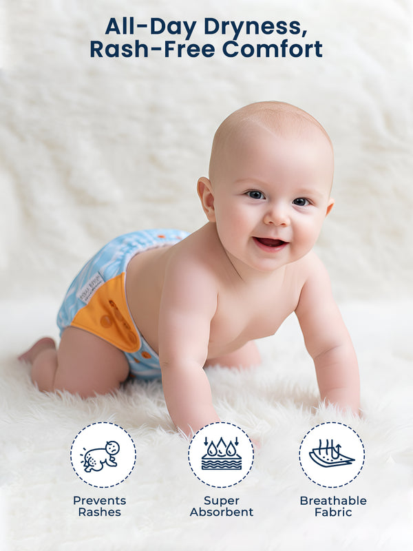 Polka Tots Reusable Cloth Diaper Buy Online Waterproof Adjustable Baby Diaper - Penguin