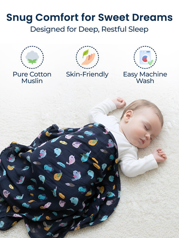 Polka Tots Muslin Swaddle Organic Cotton (Bird)