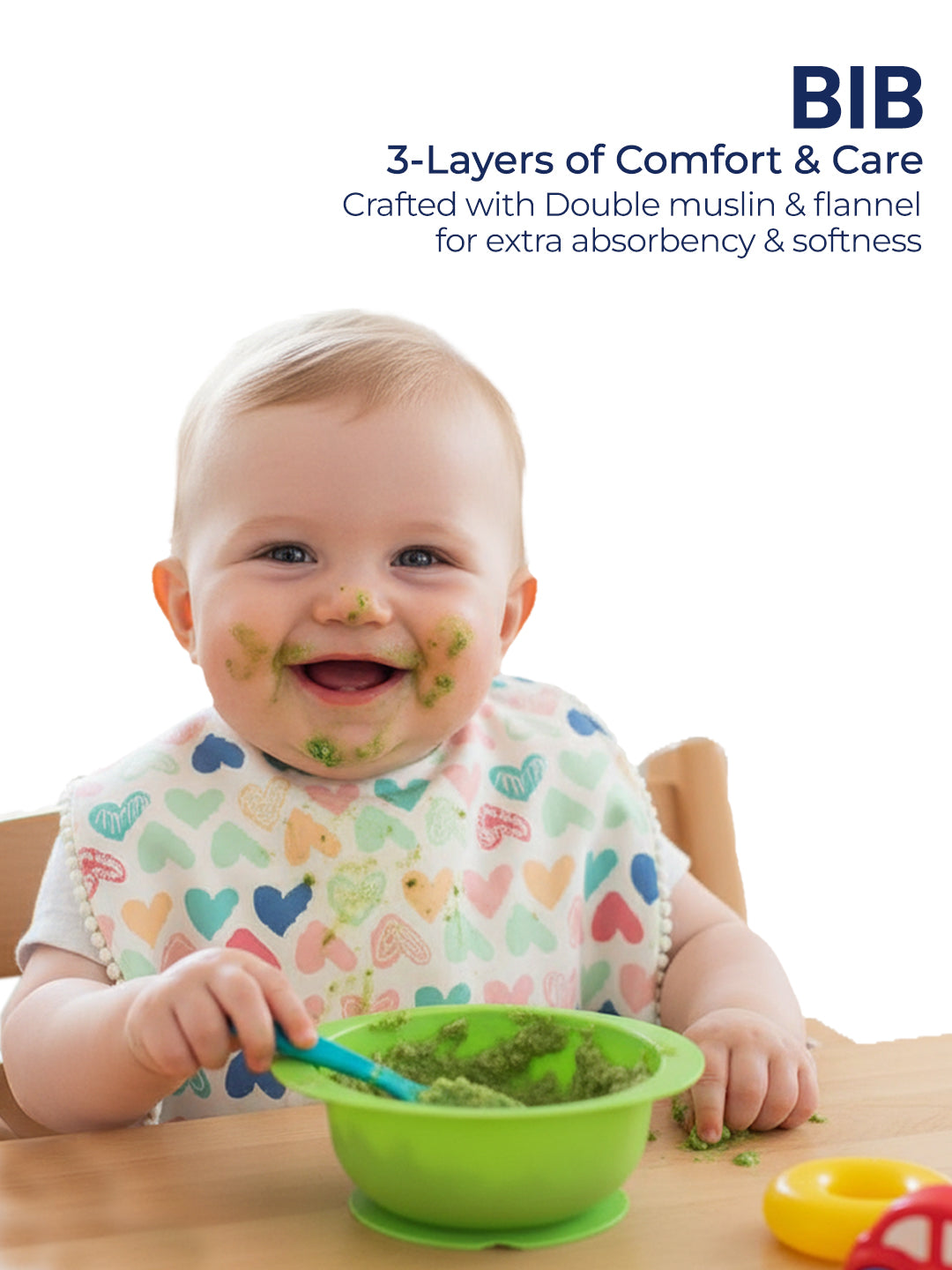 Polka Tots Newborn Pack of 6 100% Soft Double-Layer Muslin Cotton Essentials Gift Box - Mini Hearts Print