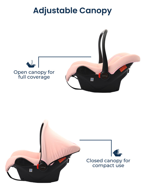 5 in 1 Multi Purpose Baby Car Seat Cum Carrycot with Fancy Bow Tie (Pink)
