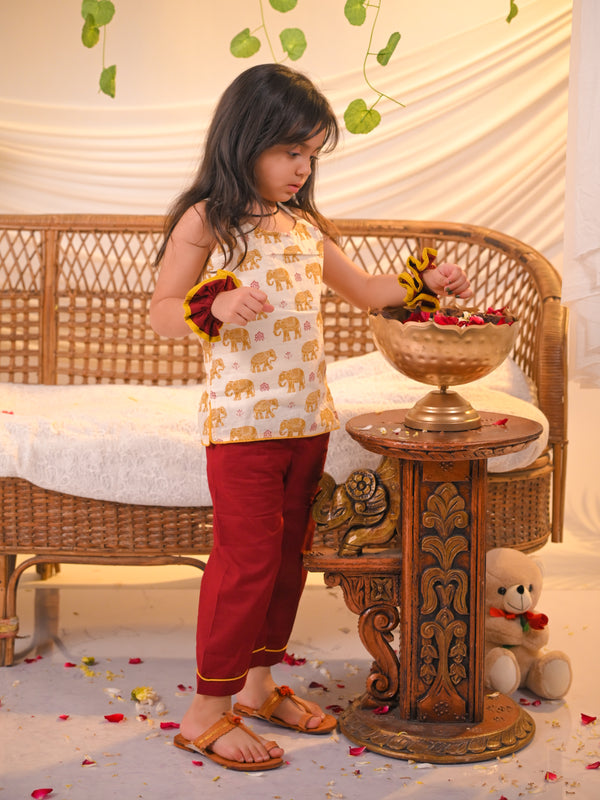 Polka Tots Girls Spaghetti Top & Bottom- Mustard