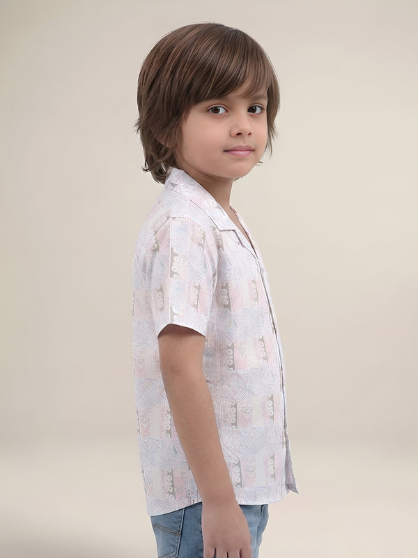 Polka Tots Half Sleeves Abstract print Shirt - Blue