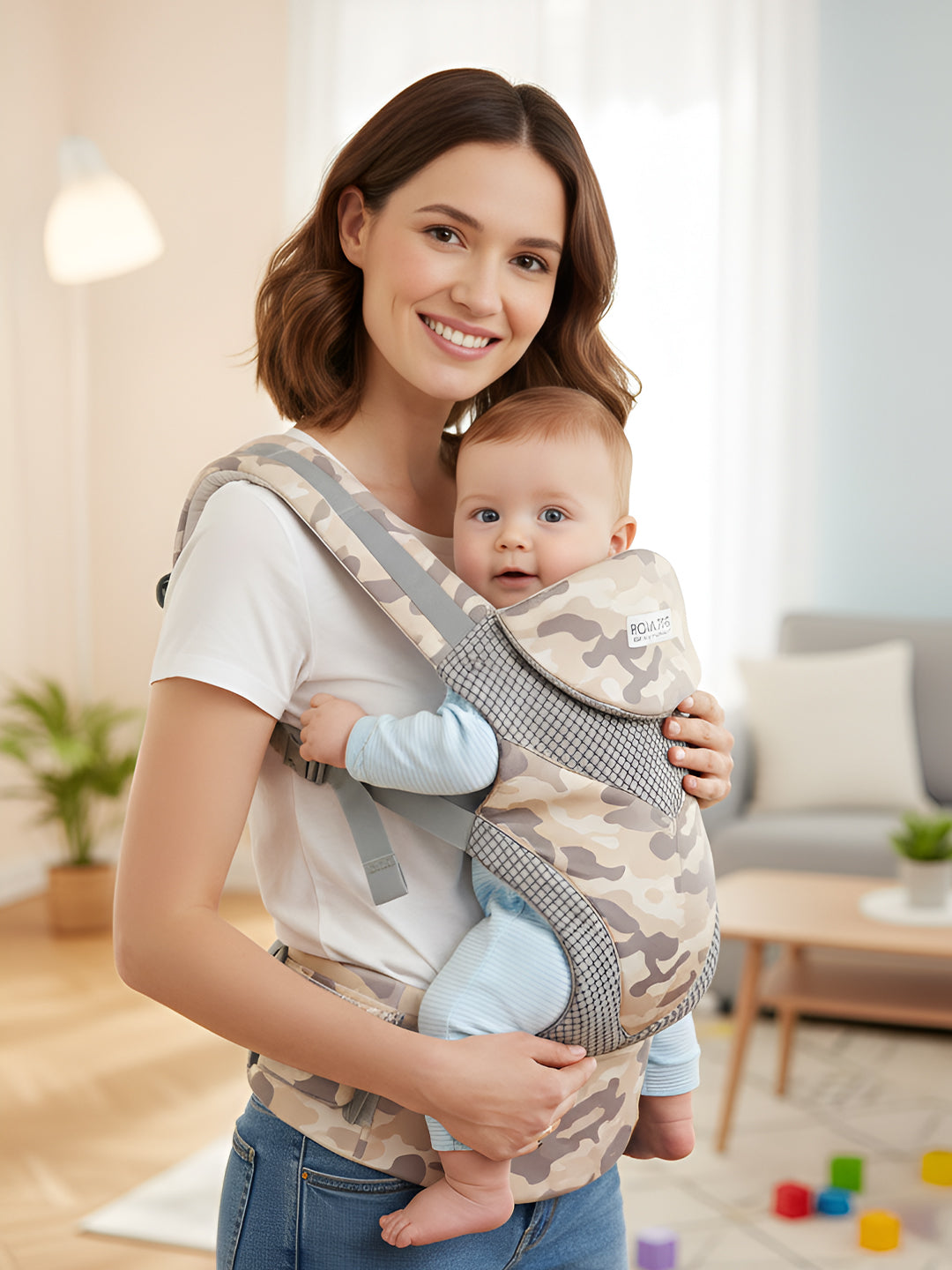 Easy Breezy 3-in-1 Ergonomic Baby Carrier for Newborns, Breathable & Adjustable – Camouflage