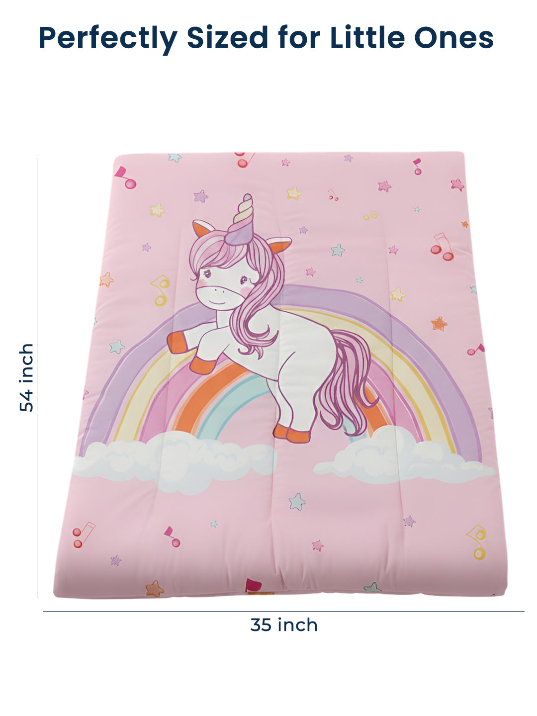 Polka Tots Kids Comforter Baby Blanket and Reversible Quilt 2 Way Design  ( Unicorn, 54 x 35 Inch )