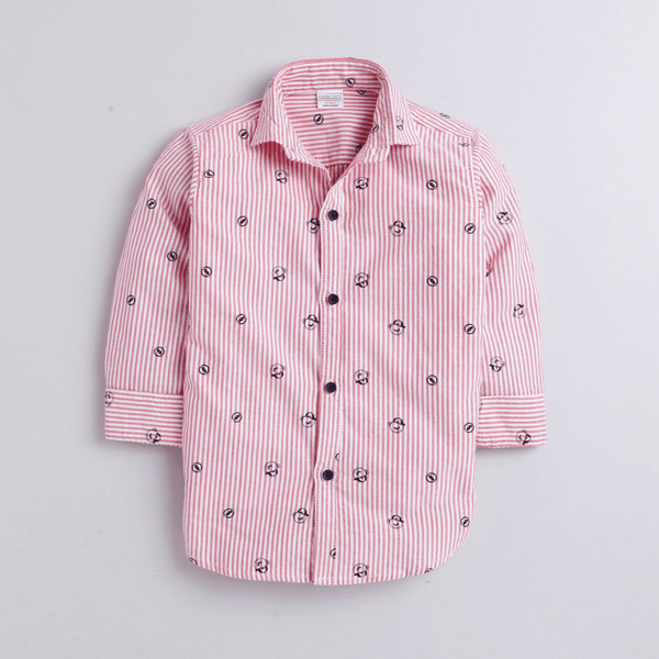 Polka Tots F/S Bear with Cap Print Tshirt shirt - Pink