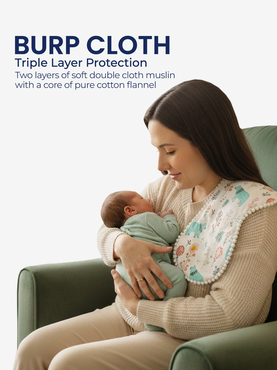 Polka Tots Newborn Pack of 5 100% Soft Double-Layer Muslin Cotton Essentials Gift Box – Bloomy Bear Print