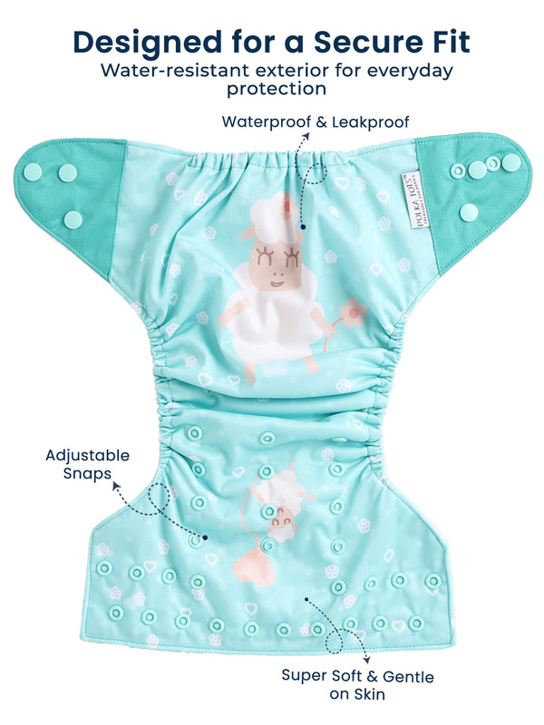 Polka Tots Reusable Cloth Diaper Buy Online Waterproof Adjustable Baby Diaper - Sheep