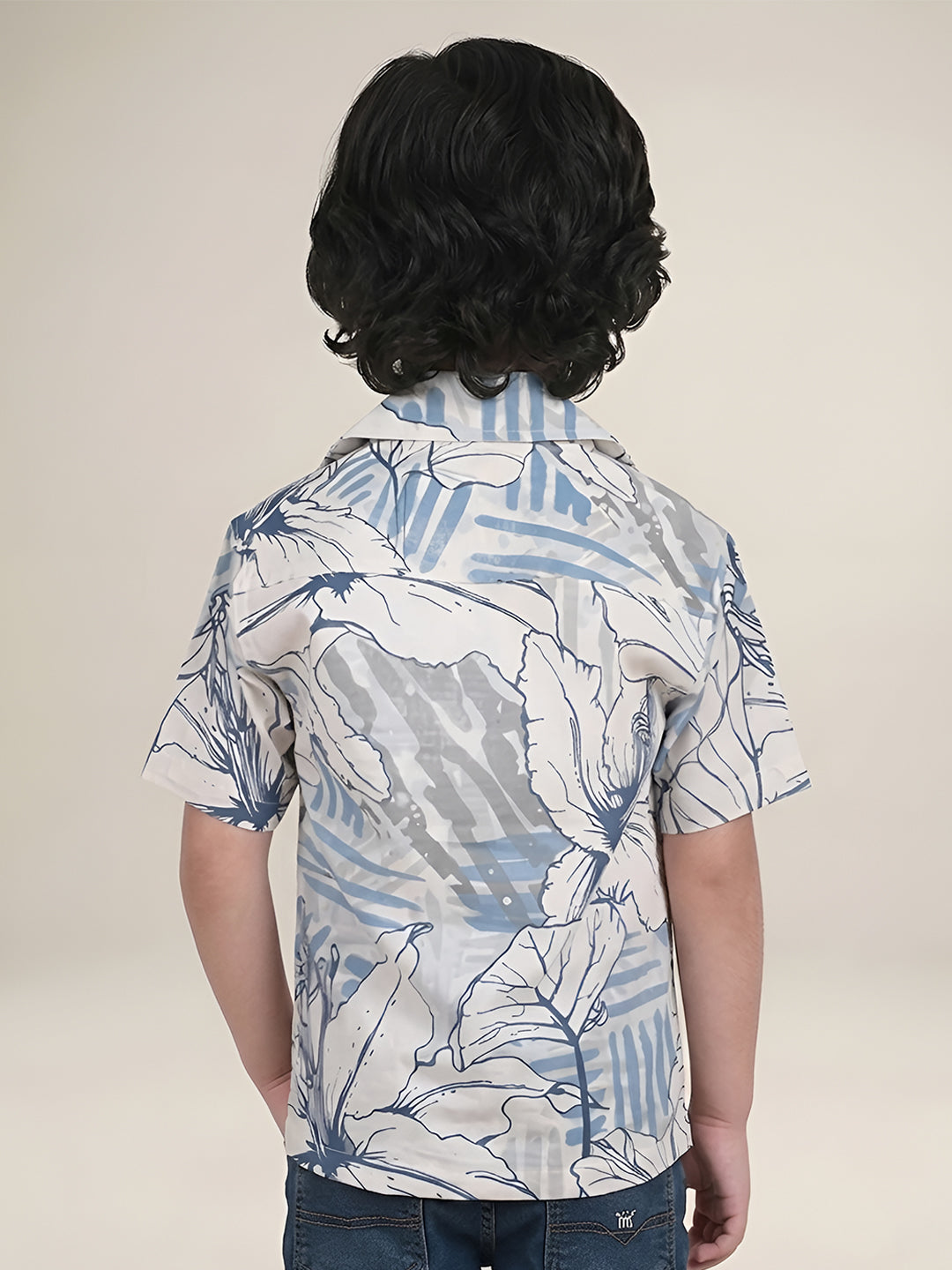 Polka Tots Half Sleeves Abstract print Shirt - Blue