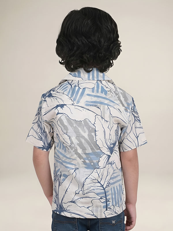 Polka Tots Half Sleeves Abstract print Shirt - Blue