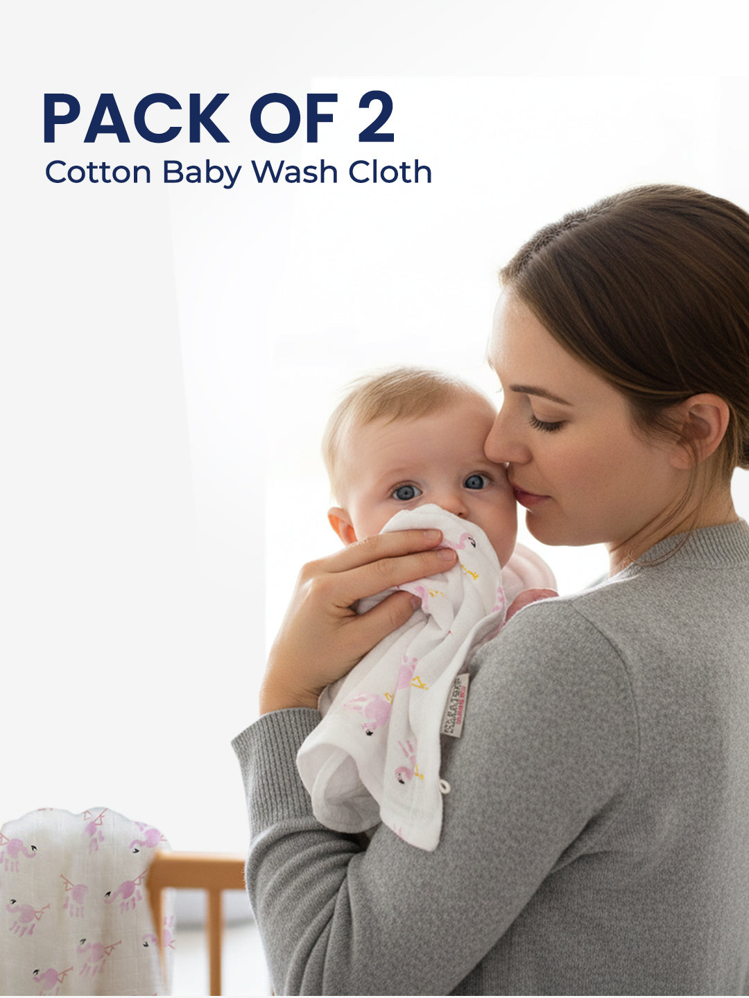 Polka Tots Newborn Pack of 6 100% Soft Double-Layer Muslin Cotton Essentials Gift Box - Flamingo Fingers Print