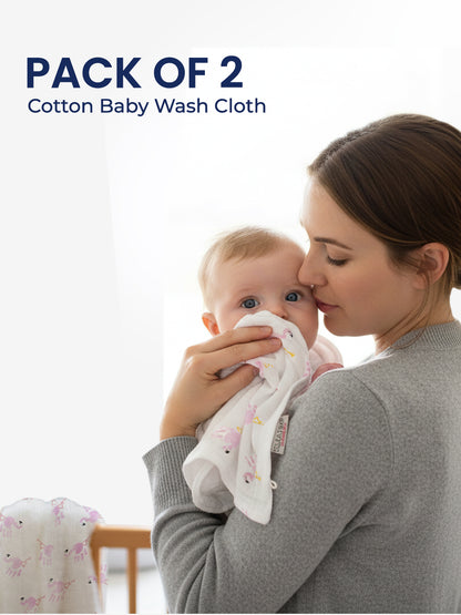 Polka Tots Newborn Pack of 6 100% Soft Double-Layer Muslin Cotton Essentials Gift Box - Flamingo Fingers Print