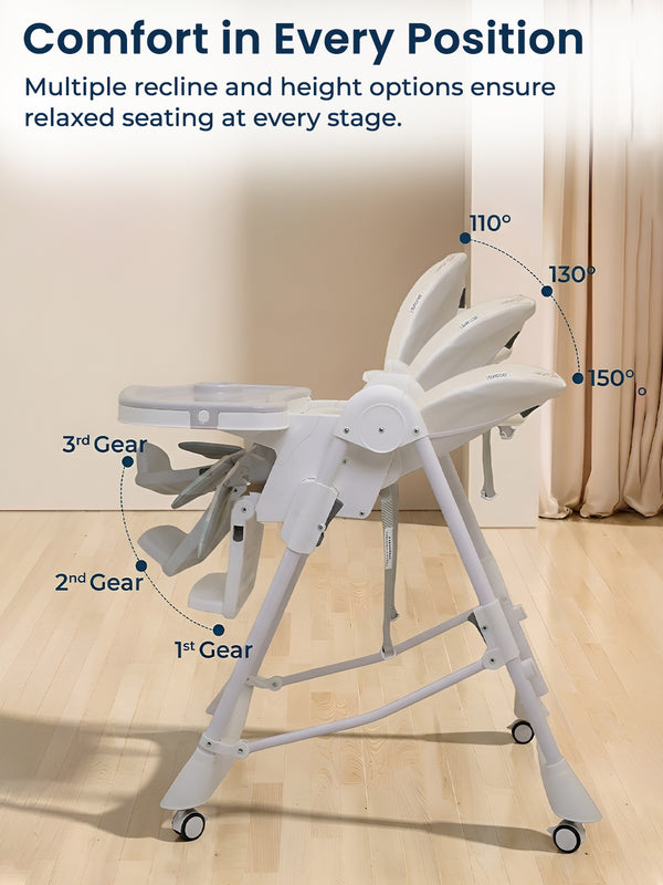 Polka Tots ChicChow Chariot 16 positions Elephant Design High Chair - (Cream)